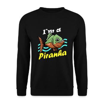Piranha Geschenk - Unisex Pullover - Schwarz - Vorne - Alina (178cm) & Michal (187cm)