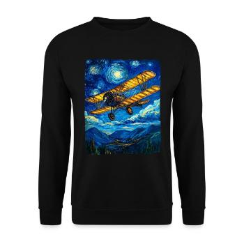 Aviation Pilote Vintage Avion - Sweat-shirt Unisexe - noir - Devant - Alina (178cm) & Michal (187cm)