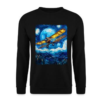 Aviation Pilote Vintage Avion - Sweat-shirt Unisexe - noir - Devant - Alina (178cm) & Michal (187cm)
