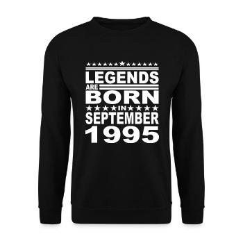 Légendaire depuis Septembre 1995 Année 1995 Anniversaire - Sweat-shirt Unisexe - noir - Devant - Alina (178cm) & Michal (187cm)