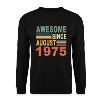 1975 Jahr Geburtstag Awesome seit August 1975 - Unisex Pullover - Schwarz - Vorne - Alina (178cm) & Michal (187cm)