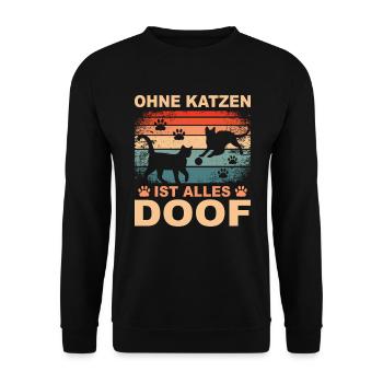 Katze Katzenliebhaber Geschenk Katzenfreund - Unisex Pullover - Schwarz - Vorne - Alina (178cm) & Michal (187cm)