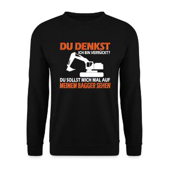 Baggerführer Bagger Verrückter Baggerfahrer - Unisex Pullover - Schwarz - Vorne - Alina (178cm) & Michal (187cm)