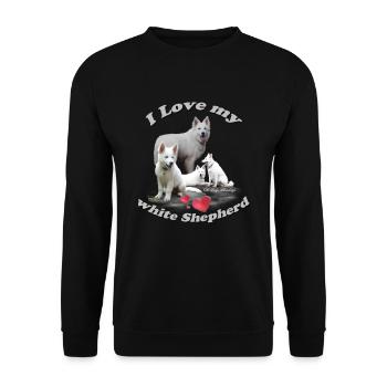 weißer Schäferhund - Unisex Pullover - Schwarz - Vorne - Alina (178cm) & Michal (187cm)