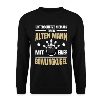 Bowling Alter Mann - Unisex Pullover - Schwarz - Vorne - Alina (178cm) & Michal (187cm)