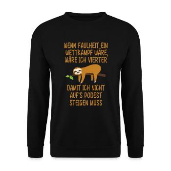 Faultier Faulenzen Wettkampf - Unisex Pullover - Schwarz - Vorne - Alina (178cm) & Michal (187cm)