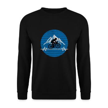 Fahrradfahrer Fahrrad Berge Puls Herzschlag - Unisex Pullover - Schwarz - Vorne - Alina (178cm) & Michal (187cm)