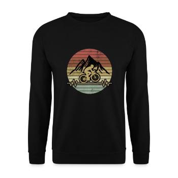 Fahrradfahren Fahrrad Herzschlag Puls Berge - Unisex Pullover - Schwarz - Vorne - Alina (178cm) & Michal (187cm)