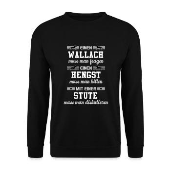 Pferd Pferde Wallach Hengst Stute Pferdefreund - Unisex Pullover - Schwarz - Vorne - Alina (178cm) & Michal (187cm)