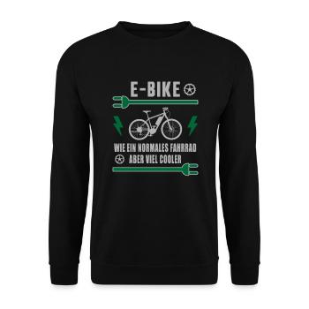E-Bike Normales Fahrrad Aber Cooler Elektrorad - Unisex Pullover - Schwarz - Vorne - Alina (178cm) & Michal (187cm)