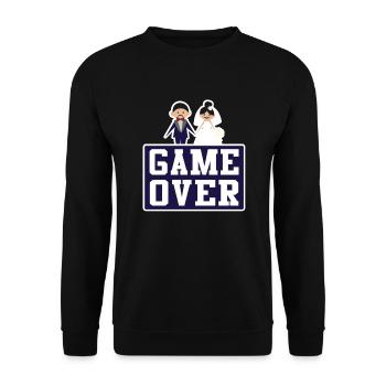 Game Over Ehemann Ehefrau Hochzeit Trauung - Unisex Pullover - Schwarz - Vorne - Alina (178cm) & Michal (187cm)