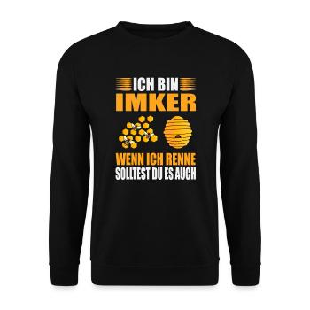 Imker Bienen Wenn Ich Renne Du Auch Biene - Unisex Pullover - Schwarz - Vorne - Alina (178cm) & Michal (187cm)