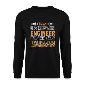 Ingénieur gagner du temps jamais de mauvaises connaissances informatiques - Sweat-shirt Unisexe - noir - Devant - Alina (178cm) & Michal (187cm)