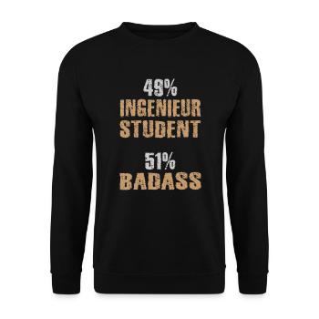 49% Engineer Student 51% Badass Engineer Student - Unisex Sweatshirt - black - Front - Alina (178cm) & Michal (187cm)