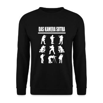 Kamera Sutra Lustiger Fotografen Spruch Geschenk - Unisex Pullover - Schwarz - Vorne - Alina (178cm) & Michal (187cm)