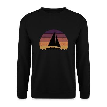 Segel Segeln Segler Segelboot Sonnenuntergang - Unisex Pullover - Schwarz - Vorne - Alina (178cm) & Michal (187cm)