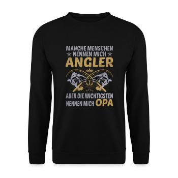 Angler Opa Enkelkinder Angeln Männersport Geschenk - Unisex Pullover - Schwarz - Vorne - Alina (178cm) & Michal (187cm)