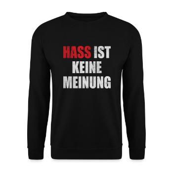 Hass Ist Keine Meinung Gegen Rassismus Grundgesetz - Unisex Pullover - Schwarz - Vorne - Alina (178cm) & Michal (187cm)