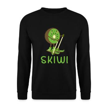 Skiwi Skifahrer Skifahren Kiwi Frucht Wintersport - Unisex Pullover - Schwarz - Vorne - Alina (178cm) & Michal (187cm)