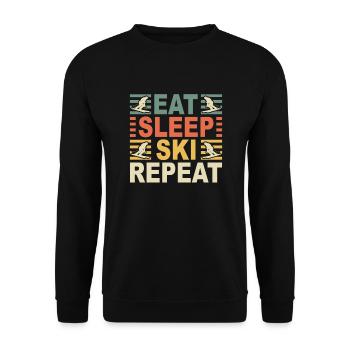 Eat Sleep Ski Repeat Skier Ski Instructor Ski Slope - Unisex Sweatshirt - black - Front - Alina (178cm) & Michal (187cm)