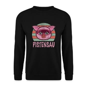 Pistensau Sau Schwein Skifahrer Snowboarder Apres - Unisex Pullover - Schwarz - Vorne - Alina (178cm) & Michal (187cm)