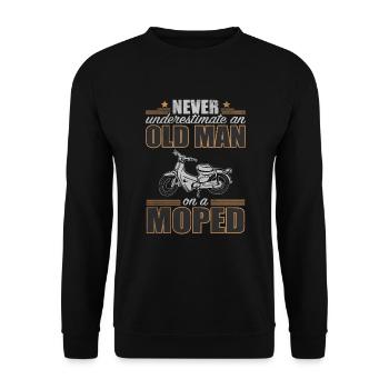 Old Man Underestimate On A Moped Mofa Grandpa Bicycle - Unisex Sweatshirt - black - Front - Alina (178cm) & Michal (187cm)