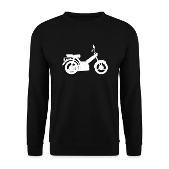Mofa Moped Mopedfahren Mofafahrer Mofaliebhaber - Unisex Pullover - Schwarz - Vorne - Alina (178cm) & Michal (187cm)