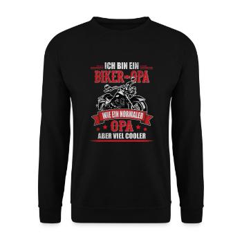 Biker Opa Normaler Großvater Cooler Motorrad Biken - Unisex Pullover - Schwarz - Vorne - Alina (178cm) & Michal (187cm)