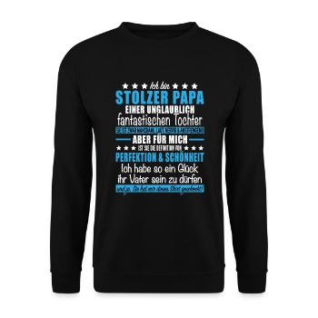 Stolzer Papa Vater Fantastischen Tochter Vatertag - Unisex Pullover - Schwarz - Vorne - Alina (178cm) & Michal (187cm)