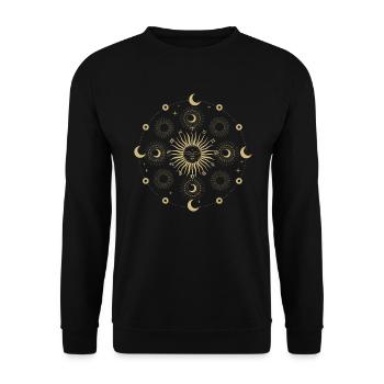 Universe Astrology Tattoo Sun Moon Stars - Unisex Sweatshirt - black - Front - Alina (178cm) & Michal (187cm)