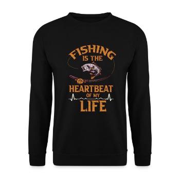 Pêche Heartbeat Vie Pêche Pêche Cadeau pêche - Sweat-shirt Unisexe - noir - Devant - Alina (178cm) & Michal (187cm)