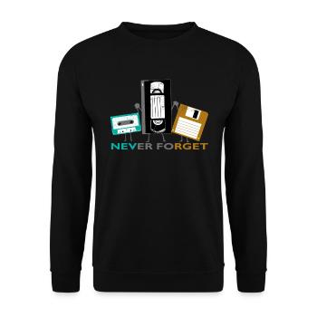 Never Forget Cassettes Floppy Disks Audio Cassettes - Unisex Sweatshirt - black - Front - Alina (178cm) & Michal (187cm)