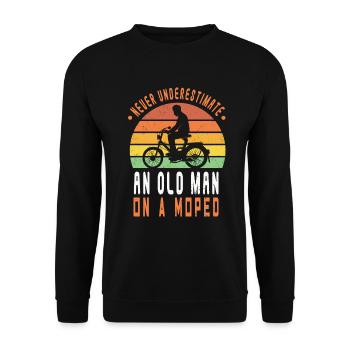Mobylette homme sous-estimer mobylette Mokick Vintage - Sweat-shirt Unisexe - noir - Devant - Alina (178cm) & Michal (187cm)