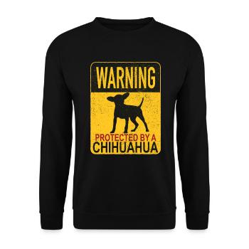 Warnung Beschützt Chihuahua Chiwawa Schoßhund - Unisex Pullover - Schwarz - Vorne - Alina (178cm) & Michal (187cm)