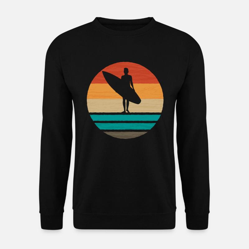 Vintage Surfer Surfen Sonnenuntergang - Unisex Pullover - Schwarz