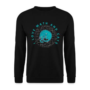 Mathe Liebe Mathematik Algebra Katzen Katzenfreund - Unisex Pullover - Schwarz - Vorne - Alina (178cm) & Michal (187cm)