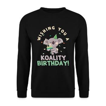 Wishing You A Koality Birthday Koala Geburtstag - Unisex Pullover - Schwarz - Vorne - Alina (178cm) & Michal (187cm)