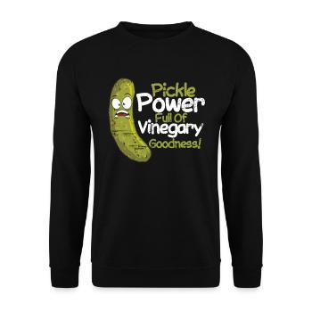 Gurken Essiggurken Pickle Power Vinegary Goodness - Unisex Pullover - Schwarz - Vorne - Alina (178cm) & Michal (187cm)