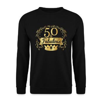 50 & Fabulous Crown King Birthday Vintage - Unisex Sweatshirt - black - Front - Alina (178cm) & Michal (187cm)