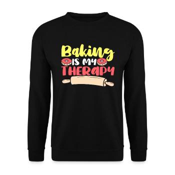 Baking Therapy Backen Backliebhaber Donuts - Unisex Pullover - Schwarz - Vorne - Alina (178cm) & Michal (187cm)