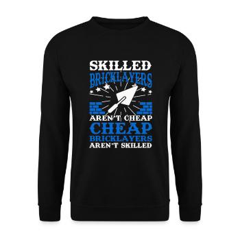 Skilled Bricklayer Maurer Mauermeister Handwerker - Unisex Pullover - Schwarz - Vorne - Alina (178cm) & Michal (187cm)