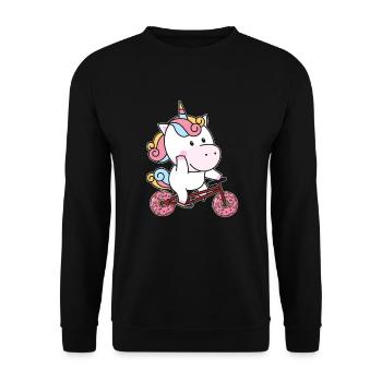 Unicorn Donut Tire Pastries Bicycle Cyclist - Unisex Sweatshirt - black - Front - Alina (178cm) & Michal (187cm)