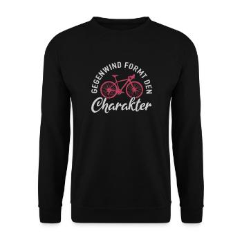 Gegenwind Formt Charakter Fahrrad Fahrradfahrer - Unisex Pullover - Schwarz - Vorne - Alina (178cm) & Michal (187cm)