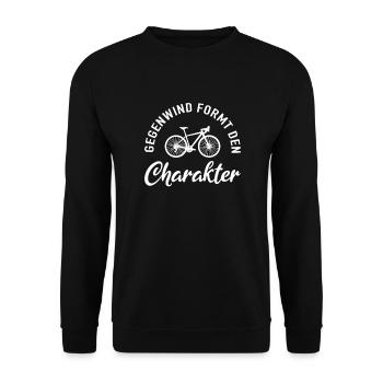 Gegenwind Formt Charakter Fahrrad Fahrradfahrer - Unisex Pullover - Schwarz - Vorne - Alina (178cm) & Michal (187cm)