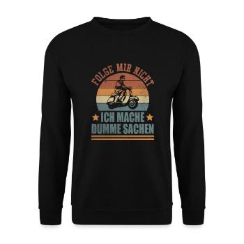 Stupid Things Scooter Driver Two-Wheeler Vintage Hobbyist - Unisex Sweatshirt - black - Front - Alina (178cm) & Michal (187cm)