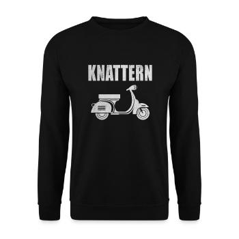 Roller Motorroller Scooter Knattern Rollerfahrer - Unisex Pullover - Schwarz - Vorne - Alina (178cm) & Michal (187cm)