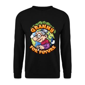 Granny for Future - Unisex Pullover - Schwarz - Vorne - Alina (178cm) & Michal (187cm)