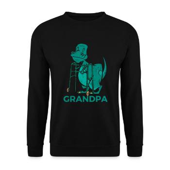 Grandpa Dinosaurier Gehhilfe Großvater Geschenk - Unisex Pullover - Schwarz - Vorne - Alina (178cm) & Michal (187cm)