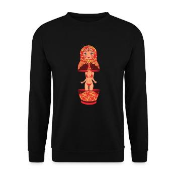 Nackte Matryoshka Holz Puppe Russische Party - Unisex Pullover - Schwarz - Vorne - Alina (178cm) & Michal (187cm)