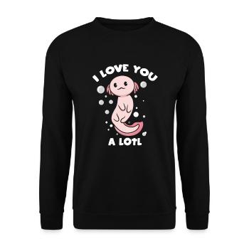 Je t’aime beaucoup Axolotl Salamandre Saint-Valentin - Sweat-shirt Unisexe - noir - Devant - Alina (178cm) & Michal (187cm)